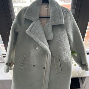 Faux fur light blue/green coat